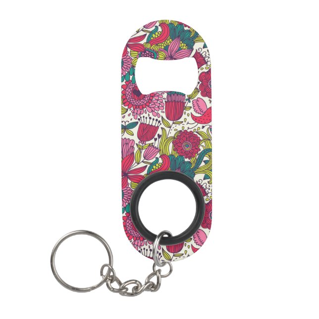 Porte-clé Décapsuleur Motif floral lumineux (Devant)