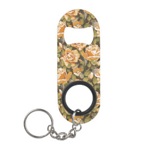 Porte-clé Décapsuleur Motif floral vintage des roses jaunes