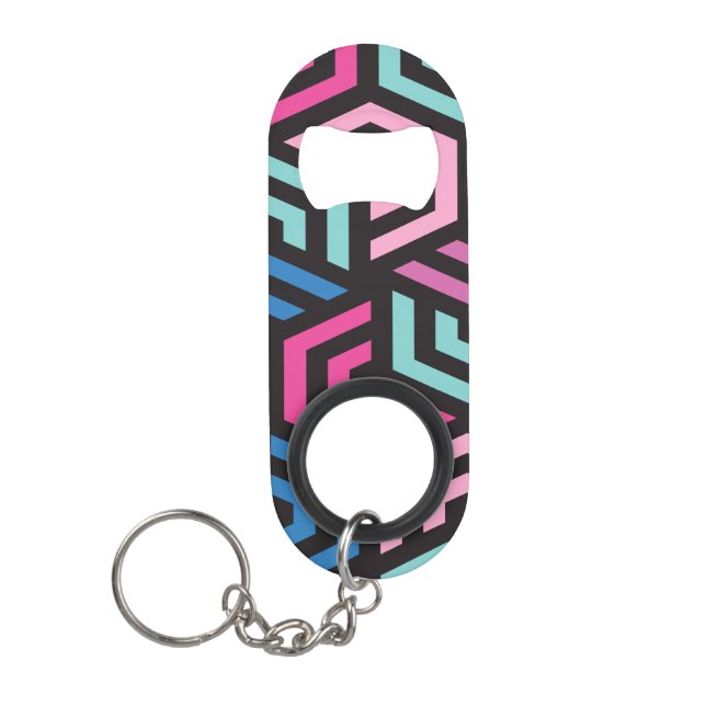 Porte-clé Décapsuleur Motif géométrique (Devant)