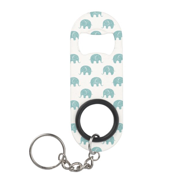 Porte-clé Décapsuleur Motif mignon turquoise d'éléphant (Devant)
