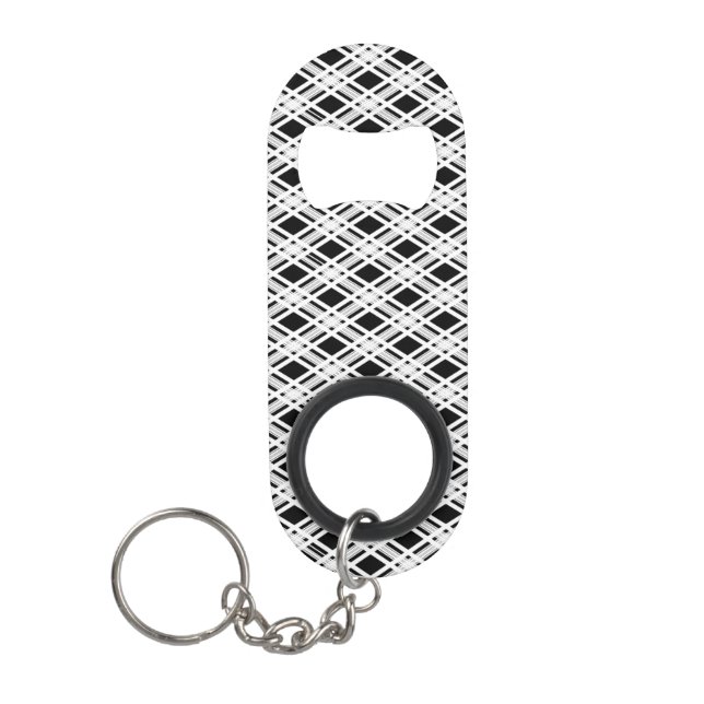 Porte-clé Décapsuleur Motif rayé de plaid (Devant)