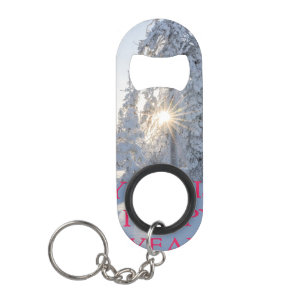 PORTE-CLÉ DÉCAPSULEUR NEIGE, ARBRES, LE SOLEIL, PRÊT À NOËL