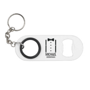 Porte-clé Décapsuleur Nœud papillon noir de mariage personnalisé pour ga