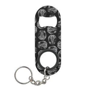 Porte-clé Décapsuleur Noir vintage de cerveaux de motif d'impression de