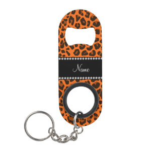 Porte-clé Décapsuleur Nom personnalisé motif léopard orange