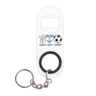 Porte-clé Décapsuleur Ouvre-bouteille porte-clés Peace Love Soccer Argen