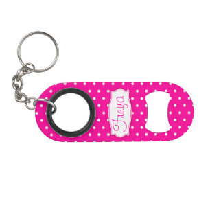 Porte-clé Décapsuleur Ouvreur de bouteille nommé de pois rose lumineux