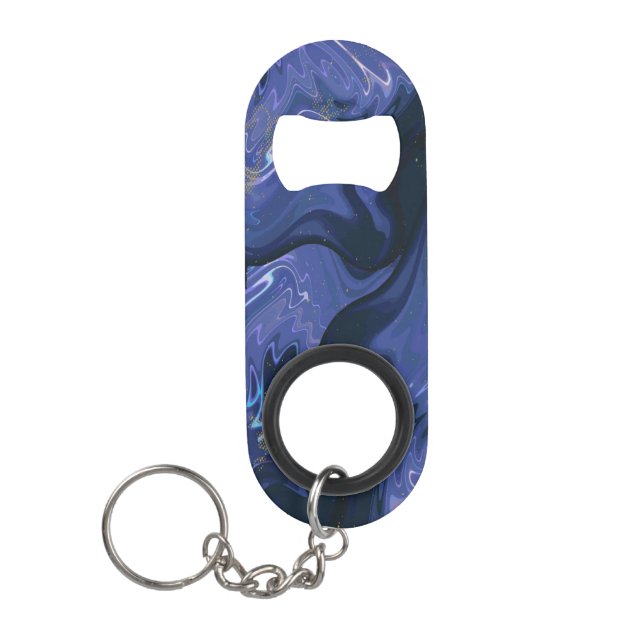 Porte-clé Décapsuleur Parties scintillant bleue Galaxy Swirl Abstrait Mo (Devant)
