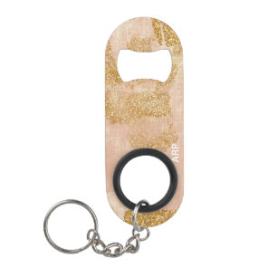 Porte-clé Décapsuleur *~* Parties scintillant d'or rose texturé doré