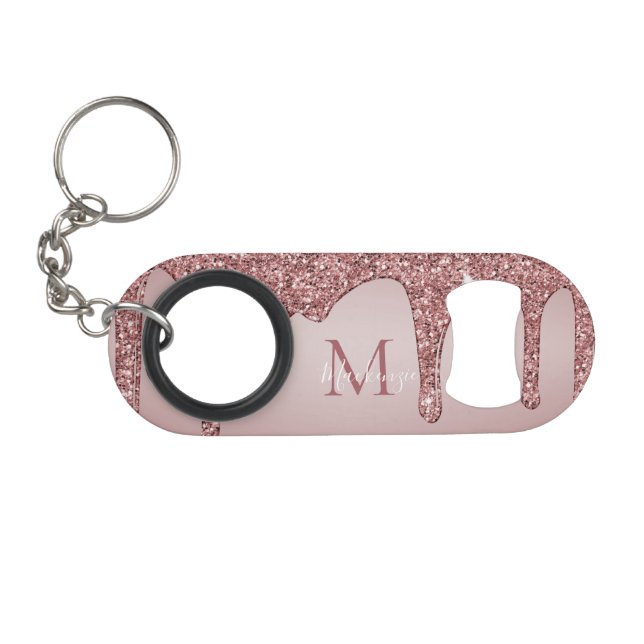 Porte-clé Décapsuleur Parties scintillant Rose de luxe étincelante  Mono (Devant (Horizontal))