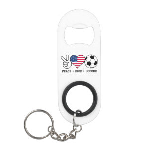 Porte-clé Décapsuleur Peace Love Soccer USA Porte - clé Bottle Opener