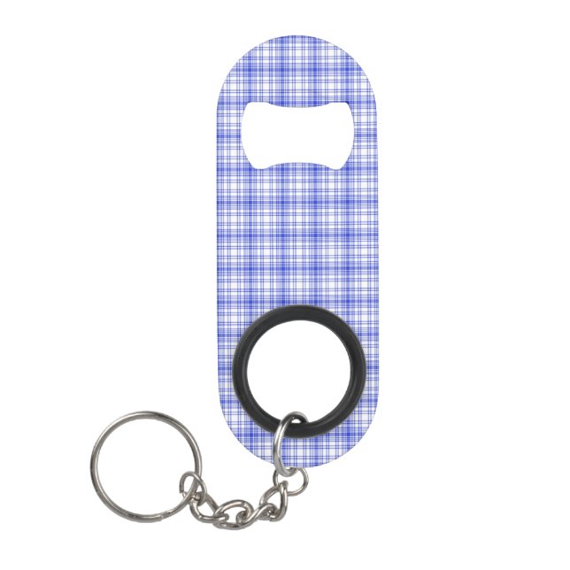 Porte-clé Décapsuleur Plaid blanc bleu 2 (Devant)
