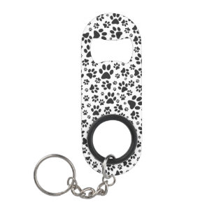 Porte-clé Décapsuleur Poches de chien noir et blanc Poka Dot