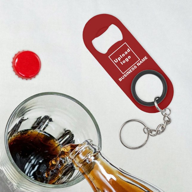 Porte-clé Décapsuleur Porte-clés rouge d'affaires et ouvre-bouteille (Your business name and logo on red bottle opener with keychain.)