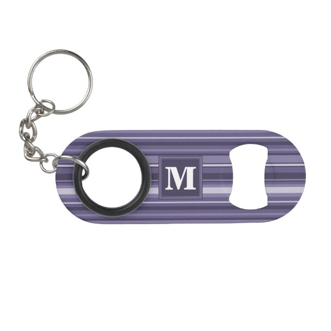 Porte-clé Décapsuleur Rayures monogramme violet bruyère (Devant (Horizontal))