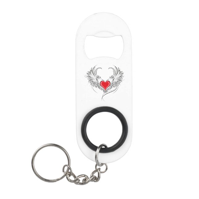 Porte-clé Décapsuleur Red Angel Coeur avec ailes (Devant)