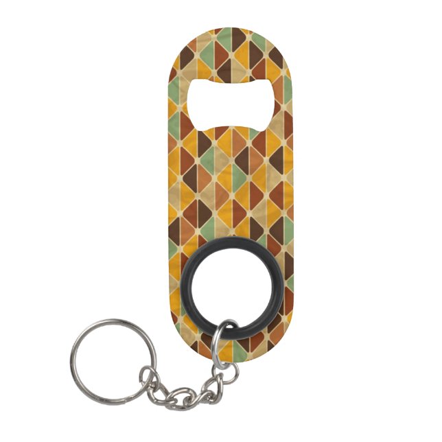 Porte-clé Décapsuleur Rétro motif géométrique 3 (Devant)