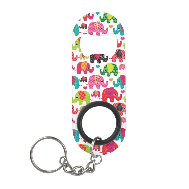 Porte-clé Décapsuleur rétro papier peint de motif d'enfants d'éléphant (Devant)