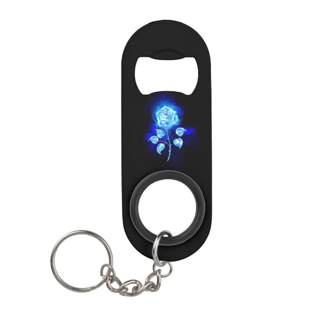 Porte-clé Décapsuleur Rose bleu brûlant (Devant)