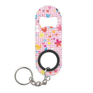 Porte-clé Décapsuleur rose de motif de bande dessinée d'amusement