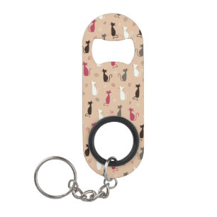 Porte-clé Décapsuleur rose de motif de chats