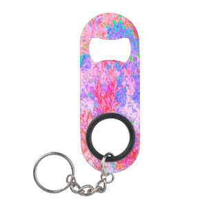 Porte-clé Décapsuleur Rose pastel et rouge avec paysage d'hortensia bleu