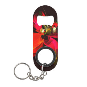 Porte-clé Décapsuleur Rouge Vert Floral Moderne Art Abstrait Motif #02