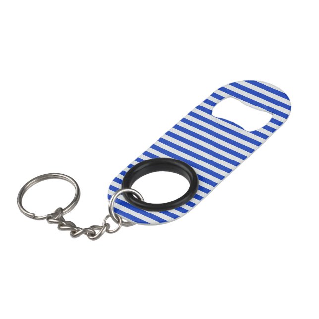 Porte-clé Décapsuleur Royal Blue Combination Stripes by Shirley Taylor (Devant Angle)