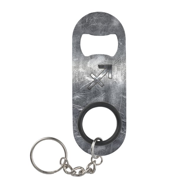 Porte-clé Décapsuleur Sagittarius Zodiac Connexion Silver Steel look (Devant)
