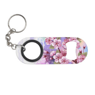 Porte-clé Décapsuleur Sakura rose sur la peinture Arrière - plan