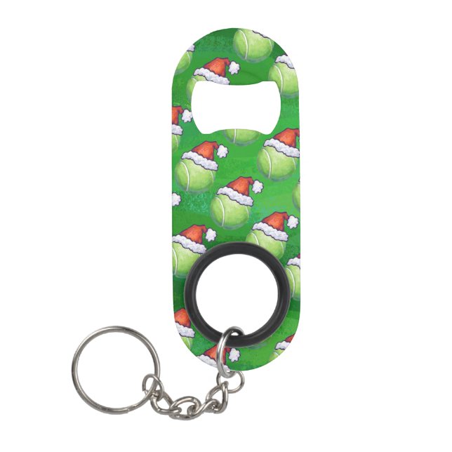 Porte-clé Décapsuleur Santa Hat balle de tennis Noël vert (Devant)