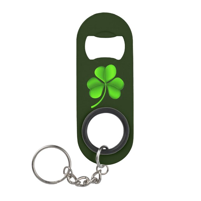 Porte-clé Décapsuleur Shamrock Sur Bocal Vert foncé (Devant)
