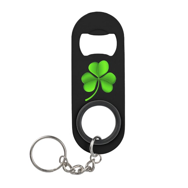 Porte-clé Décapsuleur Shamrock sur le contact noir (Devant)