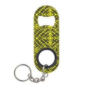 Porte-clé Décapsuleur Simple Gribouillis Carrelage Miroir Jaune