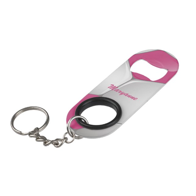 Porte-clé Décapsuleur Soccer Ball Pink and White (Devant Angle)