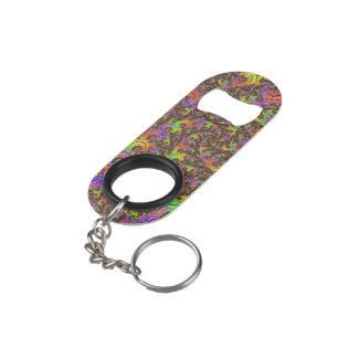 Porte-clé Décapsuleur Spirale Abstraite Numérique Fractale Colorée Flash
