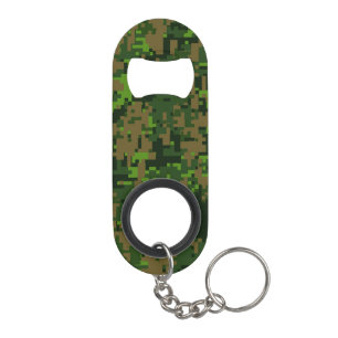 Porte-clé Décapsuleur Style Woodland Camouflage vert numérique Accent