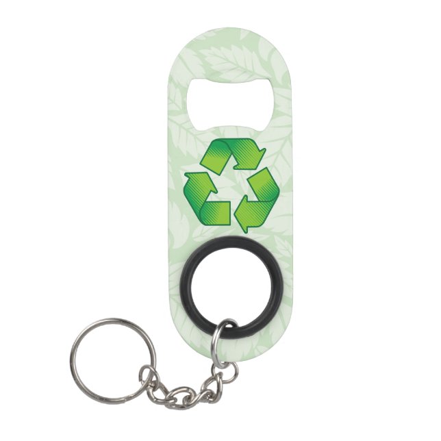 Porte-clé Décapsuleur Symbole de recyclage (Devant)
