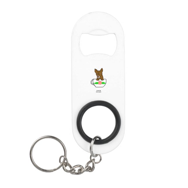 Porte-clé Décapsuleur Teacup Chihuahua Mini Porte - clé d'ouverture de b (Devant)