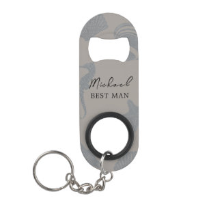 Porte-clé Décapsuleur Thème de plage "Notre jour de mariage" avec coquil