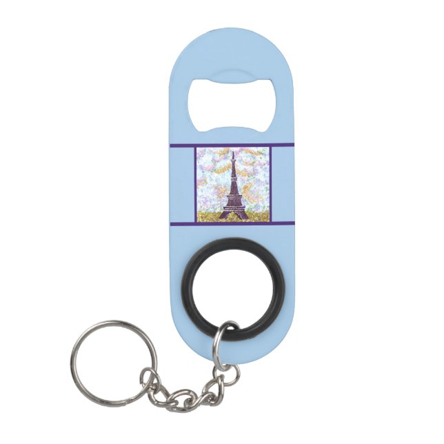 Porte-clé Décapsuleur Tour Eiffel Pointillisme ciel ouvre-bouteille (Devant)