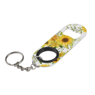 Porte-clé Décapsuleur Tournesol à l'aquarelle 8
