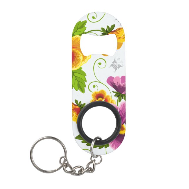 Porte-clé Décapsuleur Vivid fleurs de pansement (Devant)