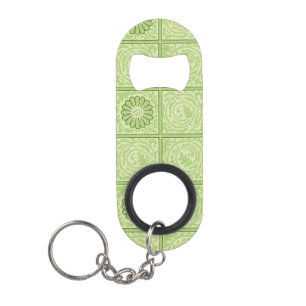 Porte-clé Décapsuleur William Morris Carré Vintage vert modèle floral