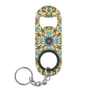 Porte-clé Décapsuleur William Morris Vintage Blue Motif Sans Couture