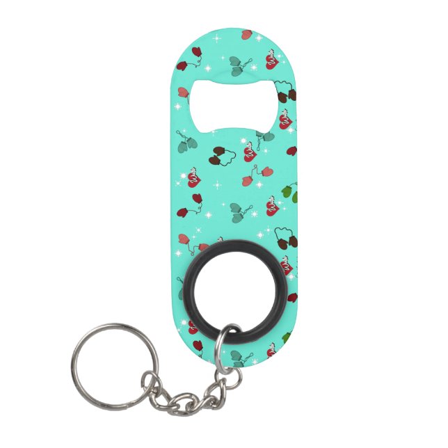 Porte-clé Décapsuleur Winter Love Mittens et Snowflake Motif (Devant)