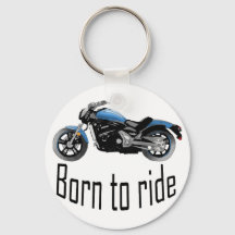 Porte-clé "Né pour monter", moto bleue