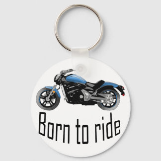 Porte-clé "Né pour monter", moto bleue