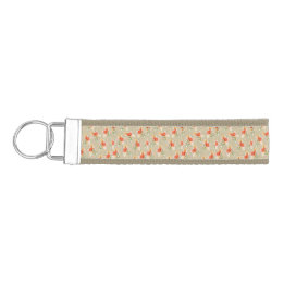 Porte-clé orange fleurs aquarelle