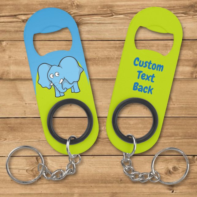 Porte-clé ouvre-bouteille éléphant bleu dessin ani (Créateur téléchargé)